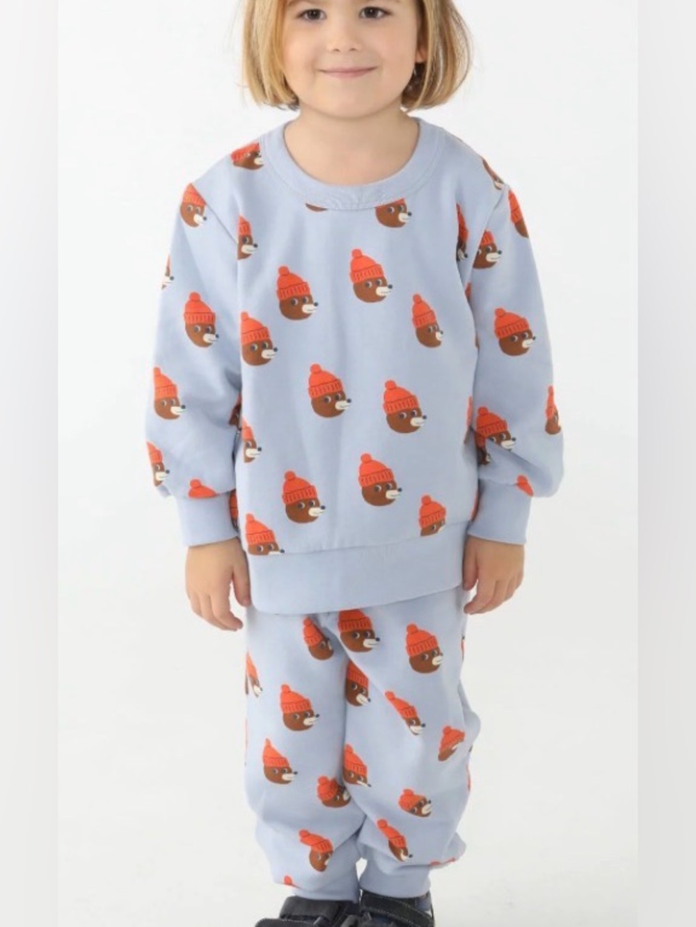 Tinycottons Blue Bear Beanie Print Sweatshirt for Kids